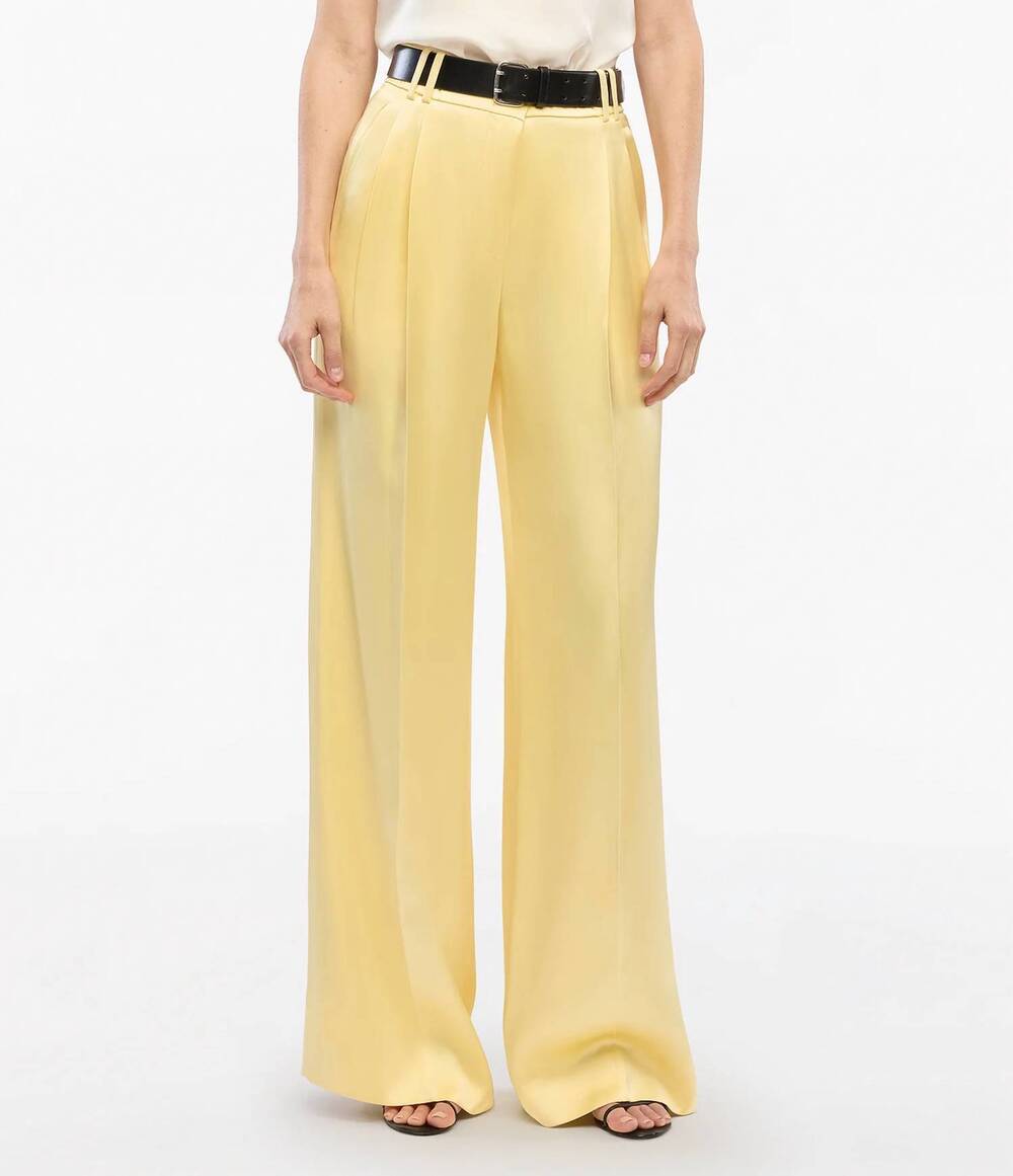 NEW ANOTHER TOMORROW satin pleated trouser in daffodil